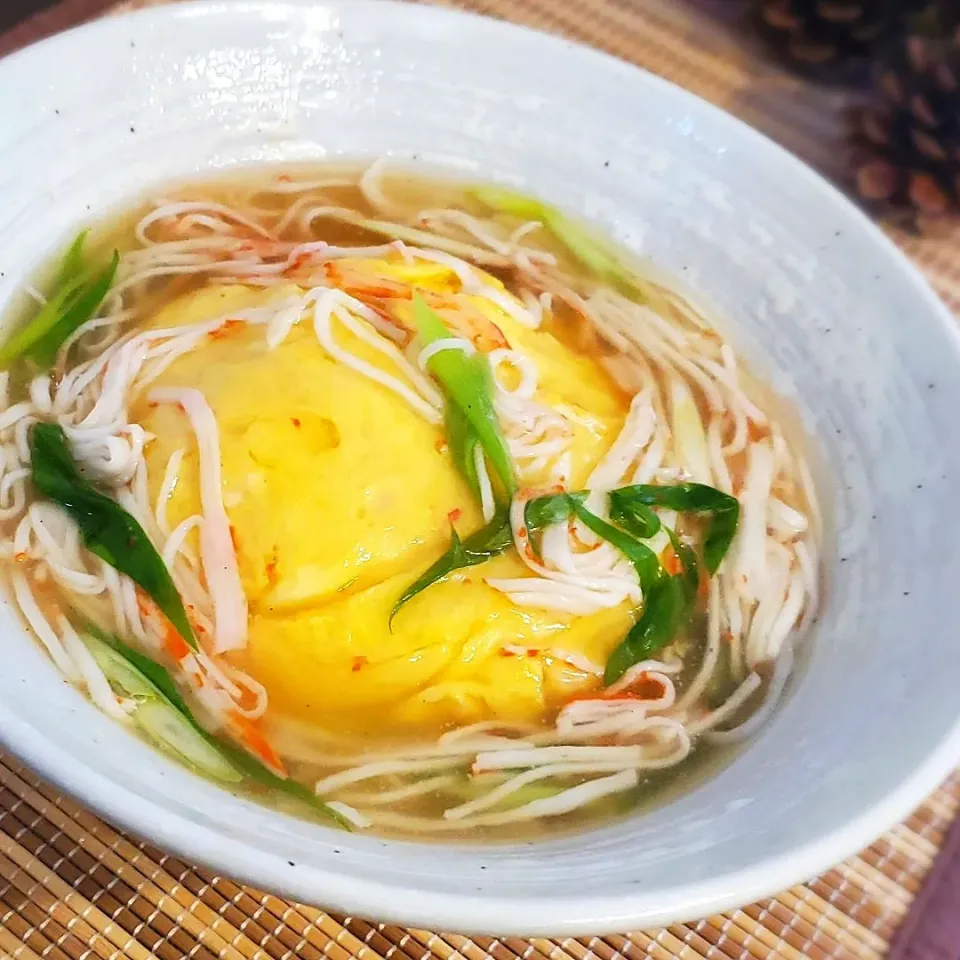 カニカマ天津飯( ˙▿˙　)白米ではなく。|まぁさん