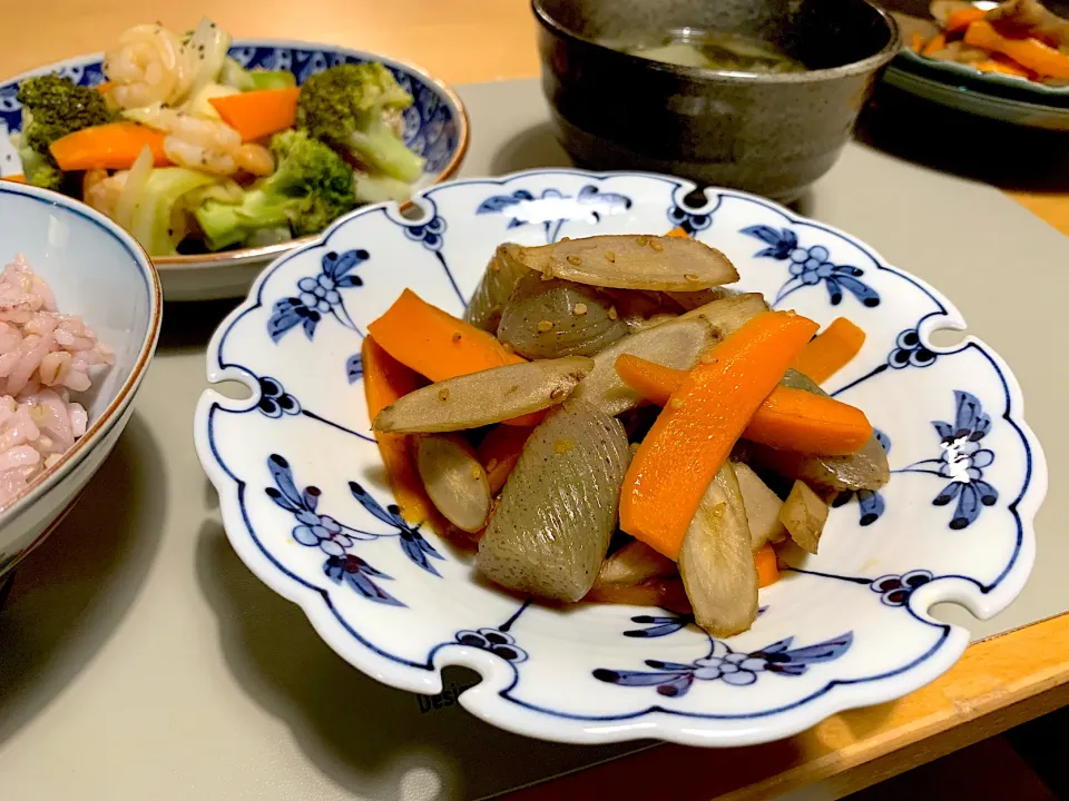 金平牛蒡風根菜の煮物|かなっぺさん