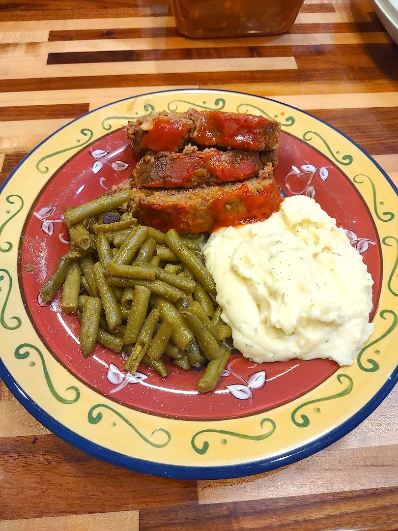 Meat Loaf, Green Beans, Mashed Potato.|Cooking with Angie K-town Wayさん