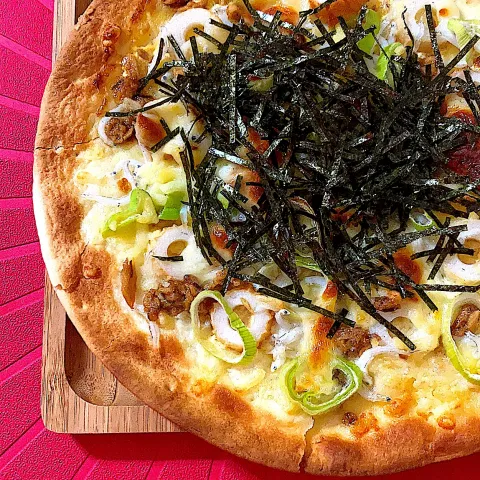 「はごろも サラのり 10g」を使ってみたSnapdishの料理・レシピ写真:のりだく和風ピザ🍕