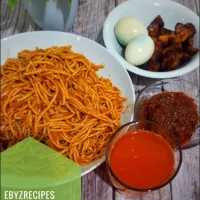 spaghetti,plantains, eggs (boiled) and sauce|ebyzrecipes1さん