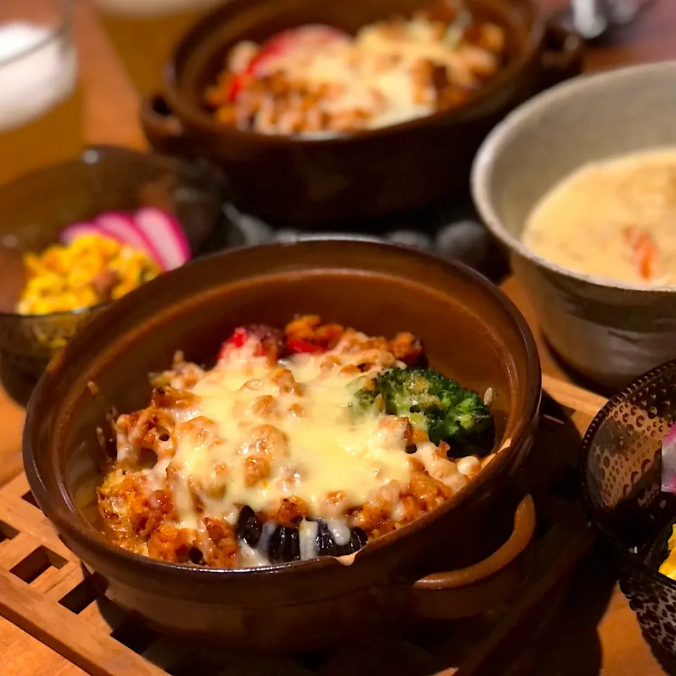 鶏ひき肉とお茄子のミートグラタン|こんぶさん