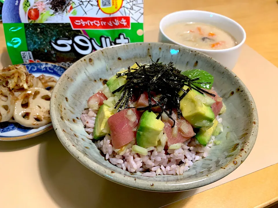 刻み海苔たっぷりアヒポキ丼|かなっぺさん