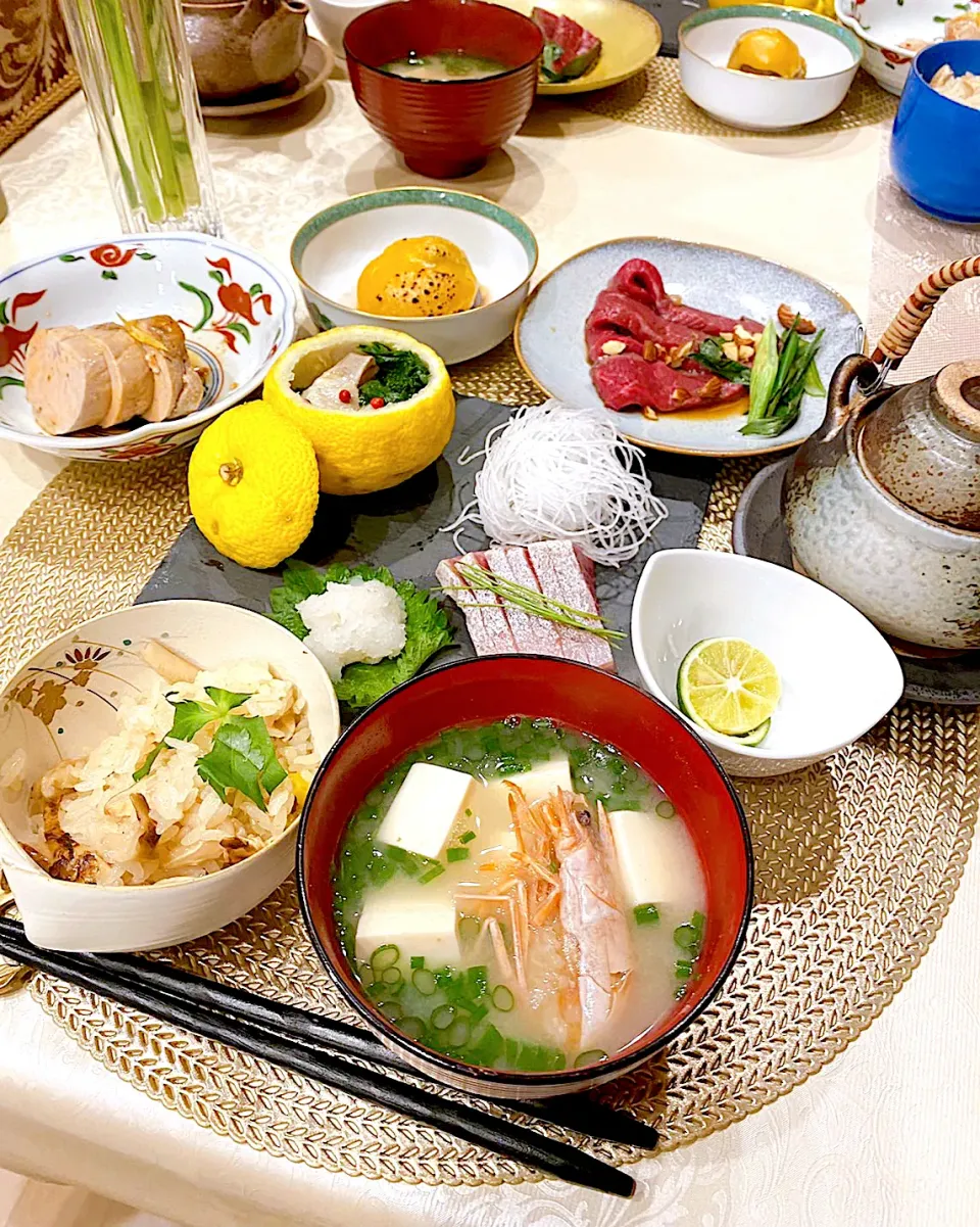 今日の和食ご飯　松茸ご飯、土瓶蒸し、牛肉のたたきなどなど|yosukeさん