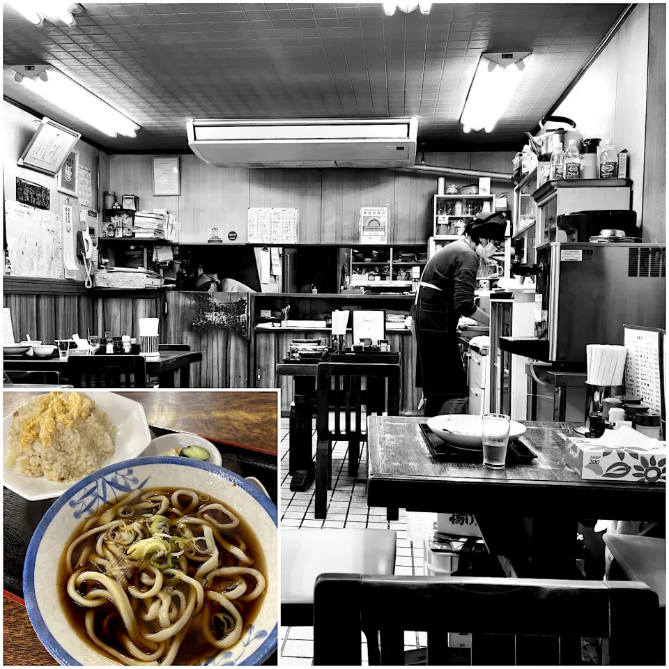 チャーハンとかけうどん@亀印うどん食堂(月島)|塩豚骨さん