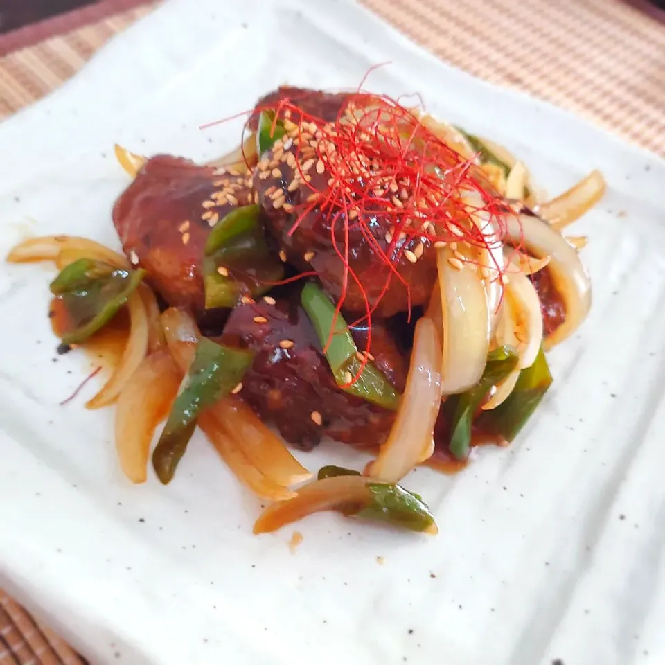 鯖缶唐揚げの黒酢あんかけ( ˙▿˙　)|まぁさん