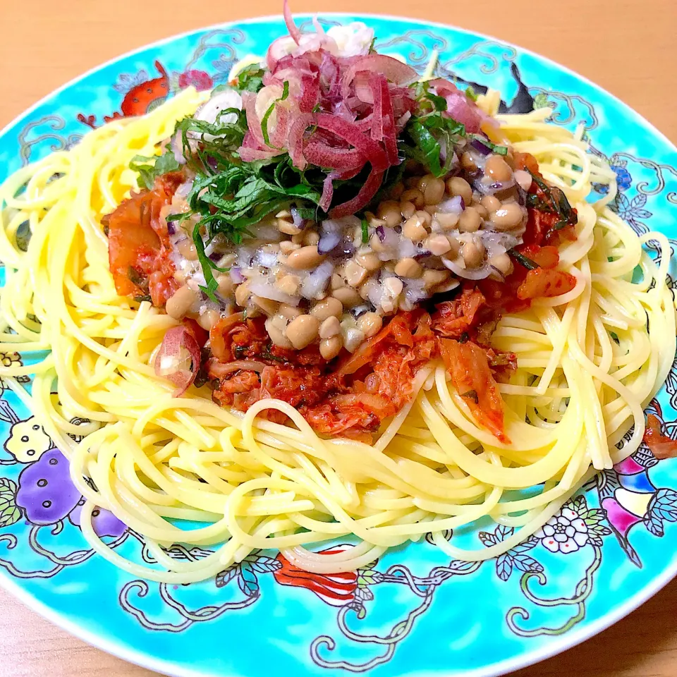 #vegan 
納豆キムチパスタ|makiko_aさん