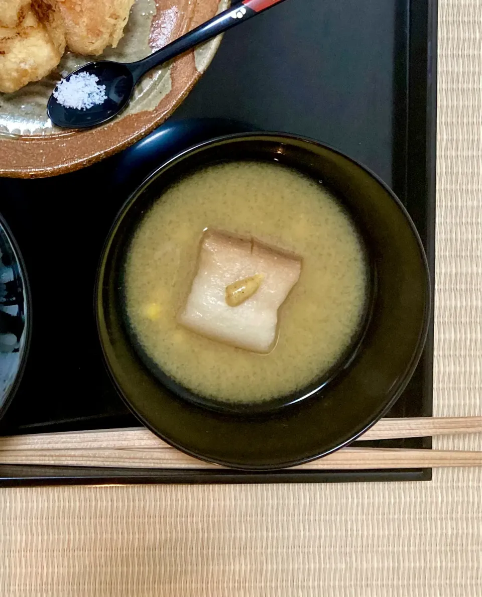 精進料理^o^一汁一菜　家庭で作れるおばんざい　お麩ととうもろこしの合わせ味噌仕立て|ドルフの美味しい家庭料理さん