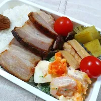 パパのお弁当
✳️パパ作ベーコン
✳️海老とブロッコリーとゆで卵のサラダ
✳️竹の子と油揚げの煮物
✳️さつまいも甘煮
✳️ミニトマト、梅干し|かみちゃんさん