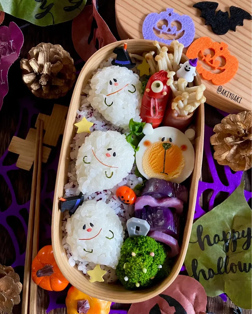 オバケおにぎり弁当⑥|Akiyoෆ¨̮⑅さん