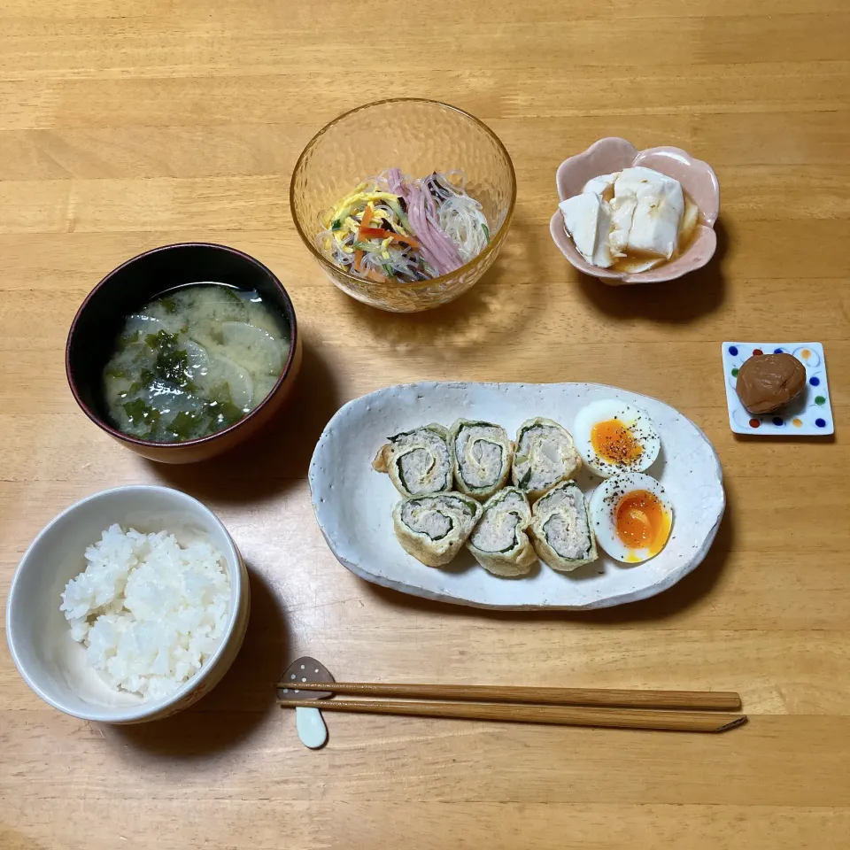 鶏ひき肉のお揚げ巻き🥢|ちゃみこさん