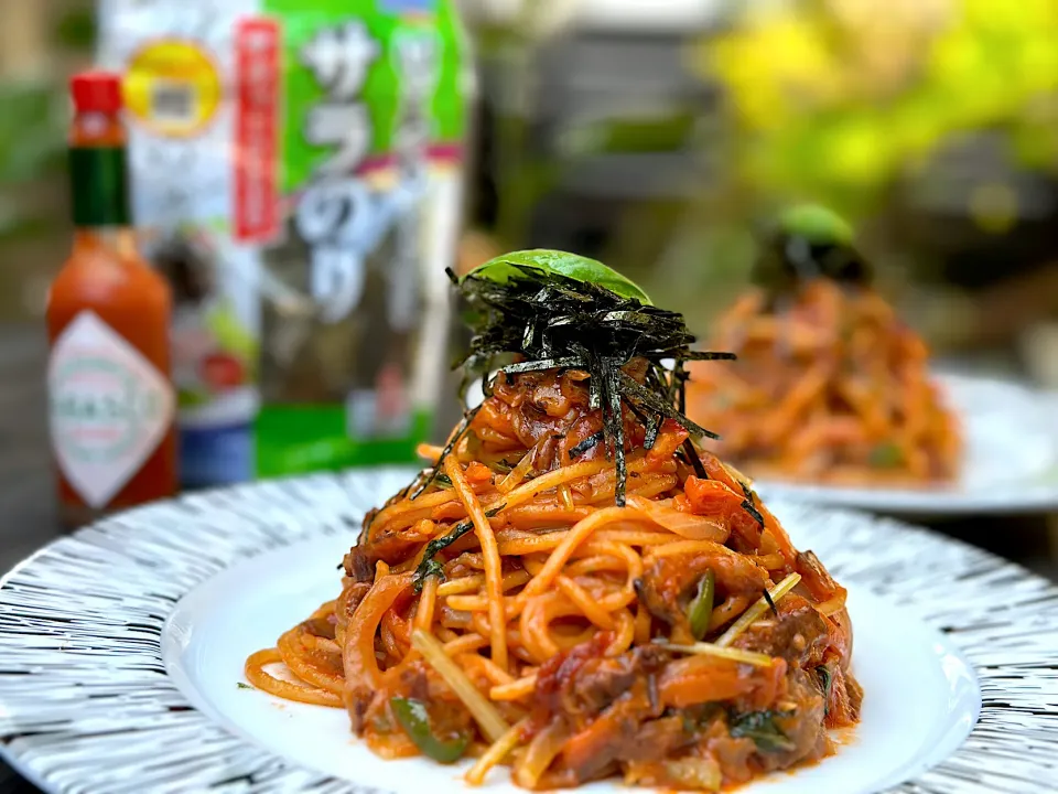 Snapdishの料理写真:今日のパスタ　はごろもきざみのり|まささん