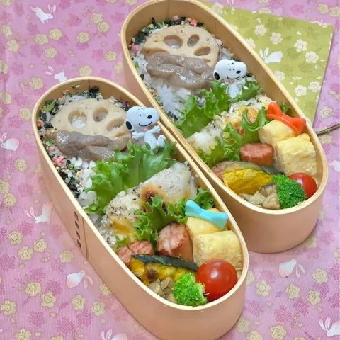 「厳選4種のチーズブレンド」を使ってみたSnapdishの料理・レシピ写真:タラのチーズパン粉焼き☘️の双子ちやんお弁当💙❤️ 10/26水