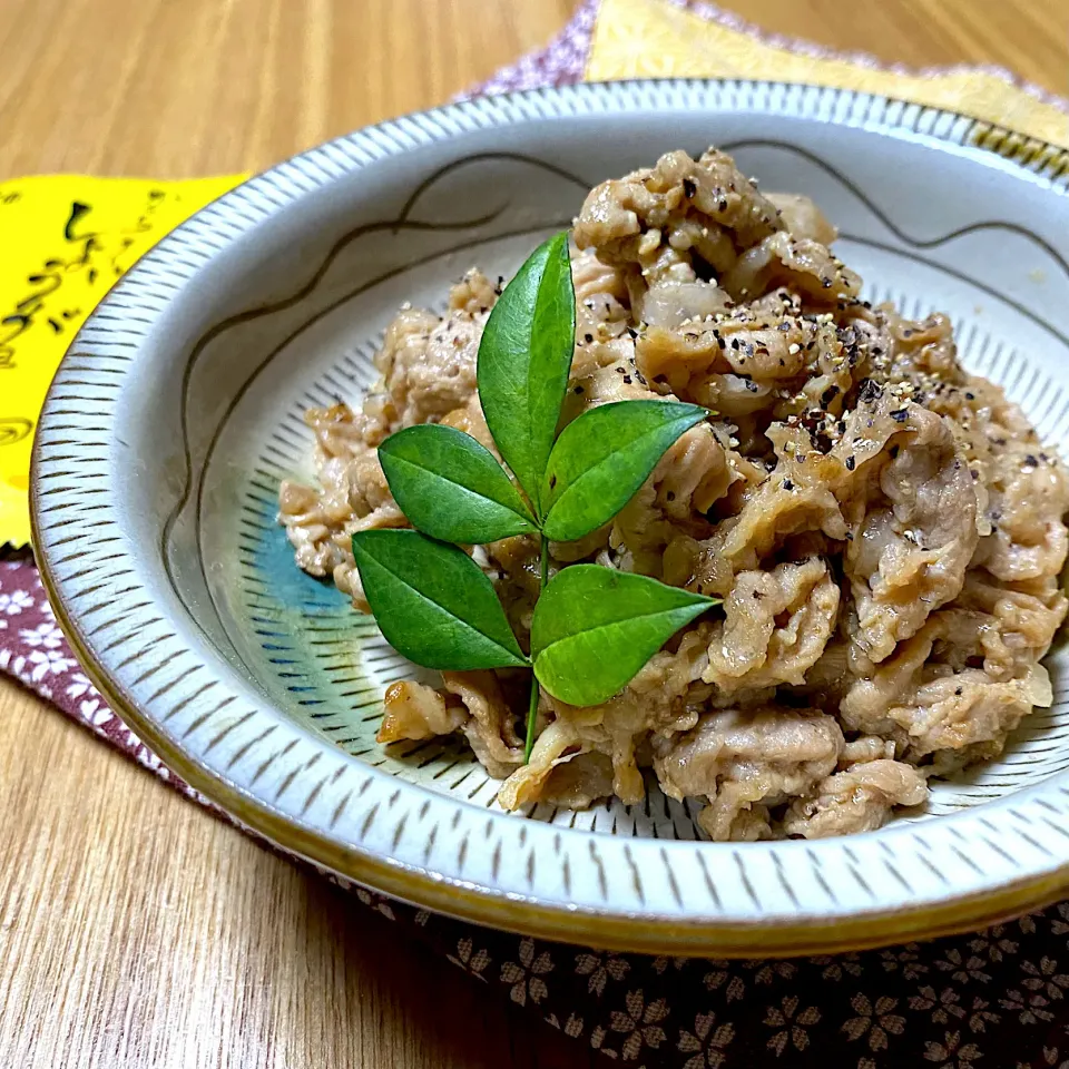 から〜いしょうが湯の素で、豚こま生姜焼き風（お弁当の一品に）|sakurakoさん