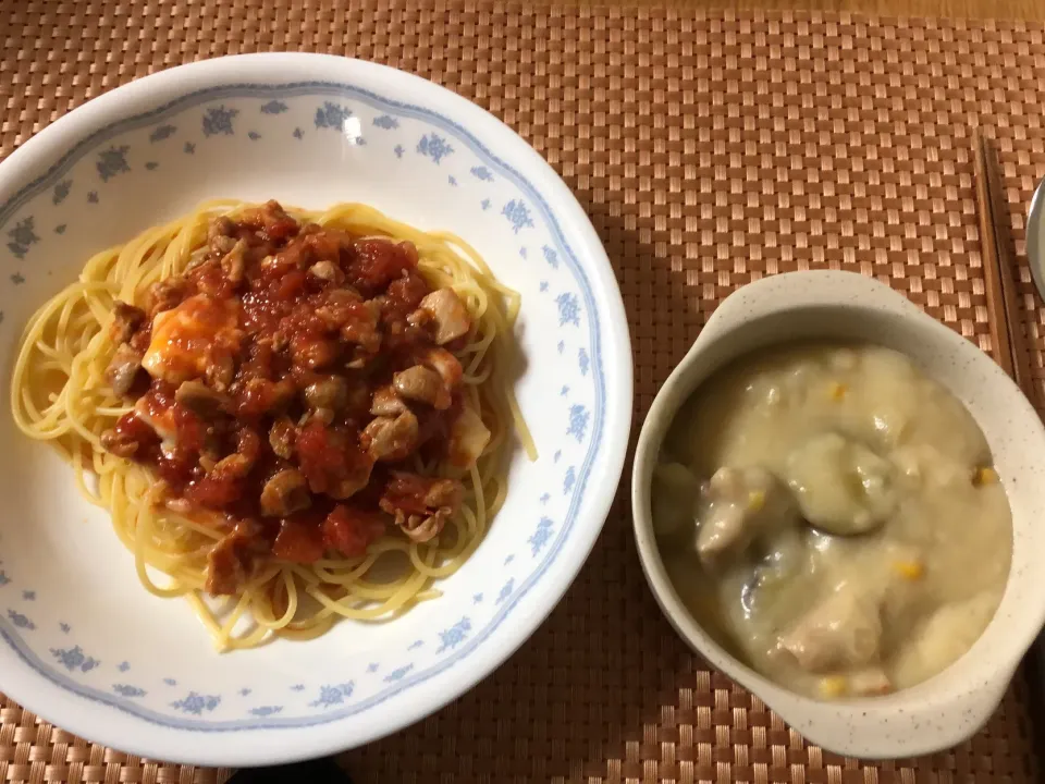 トマトパスタ&クリームシチュー|ここなりさん