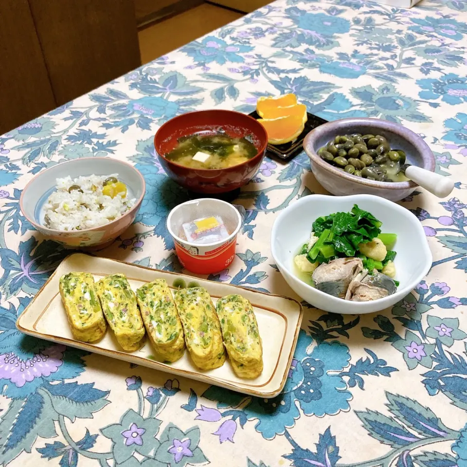 grandmaの晩ごはん☆大根菜と生姜入りのたまご焼き|kaoriさん