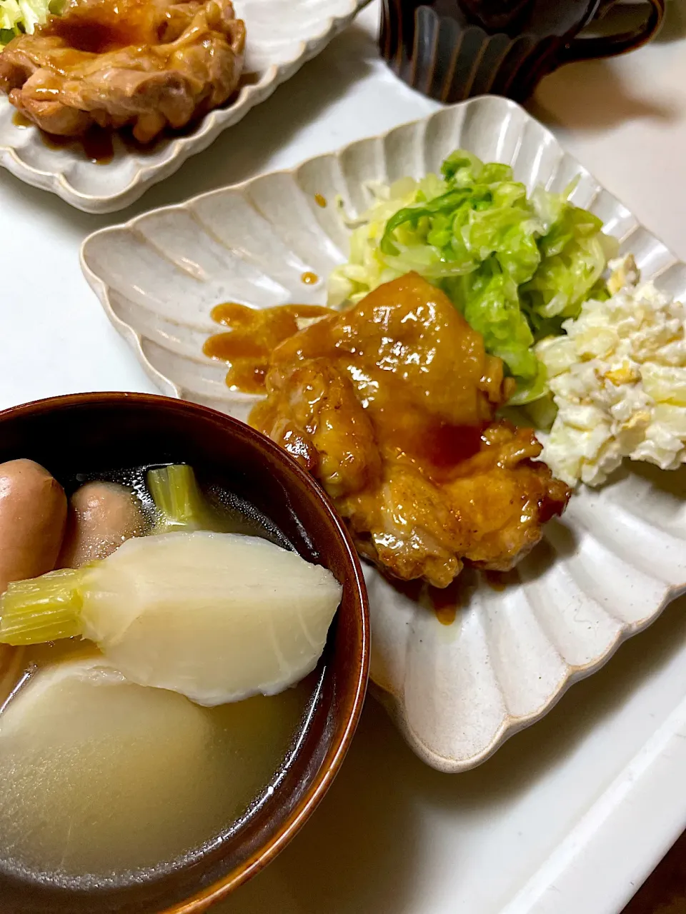 カブのコンソメスープともも照り焼き|ＭＡＲＵＥ家の食卓さん