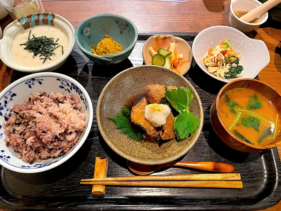 Snapdishの料理写真:一汁三菜定食（鰹の揚げ浸し）|こいちさん