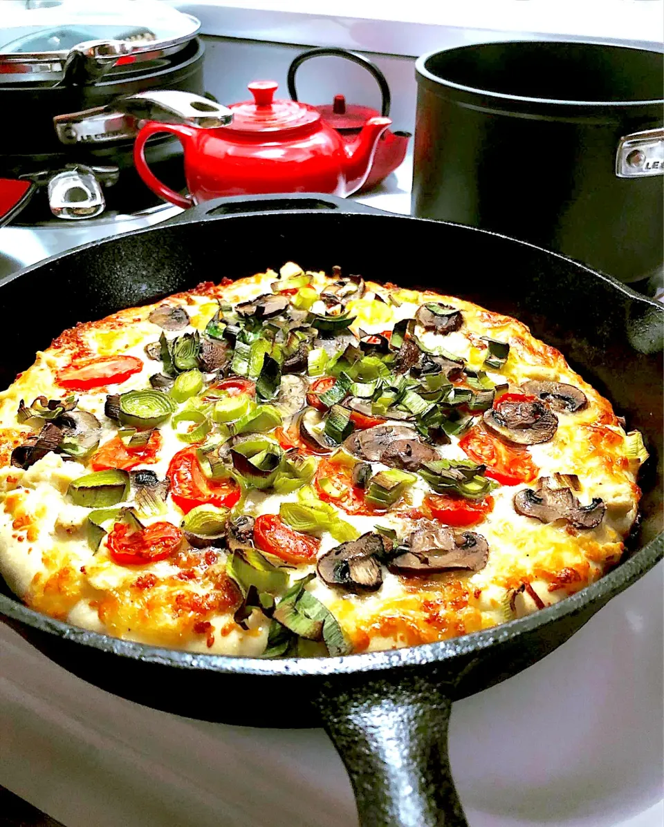 Focaccia with mushrooms and leeks|chimpmunkeeさん