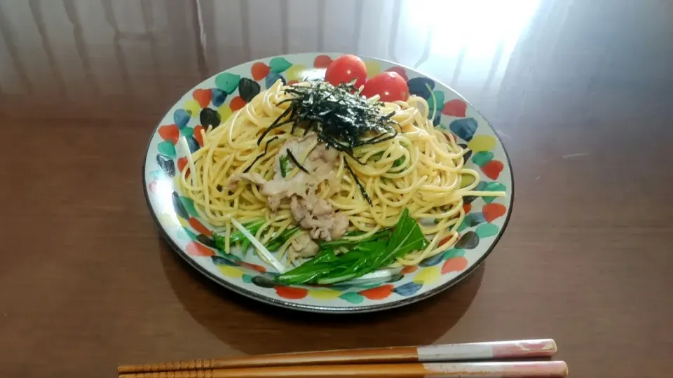 豚肉と水菜の和風パスタ|早紀さん