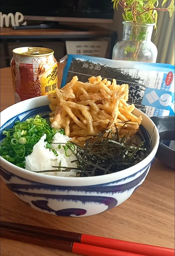 Snapdishの料理写真:ごぼうかき揚げぶっかけうどん|まりおさん