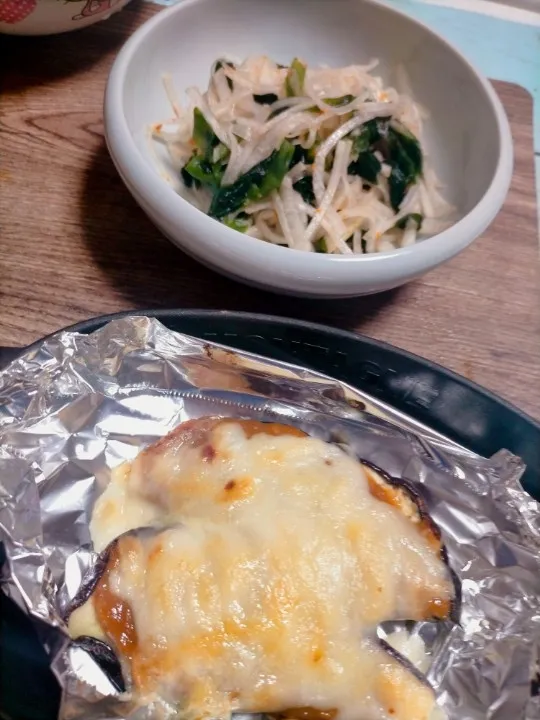 茄子の味噌チーズ焼きと大根サラダ|Hoshi  no  Taniさん