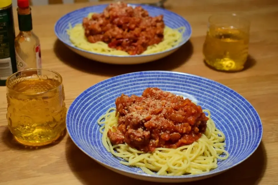 大豆肉でミートパスタ|うにんぱすさん