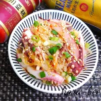 Snapdishの料理写真:【おうち居酒屋ごはん】ビールが進む♪イカと長ネギの香味醤ナムル