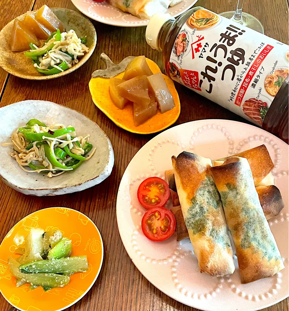 晩ごはん♯ 大葉がアクセント☆ささみチーズ春巻♯大根煮|小松菜さん