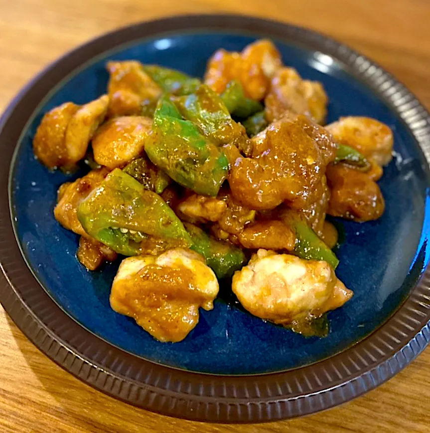 万願寺とうがらしと鶏肉の辛味噌炒め|ふくすけ食堂さん