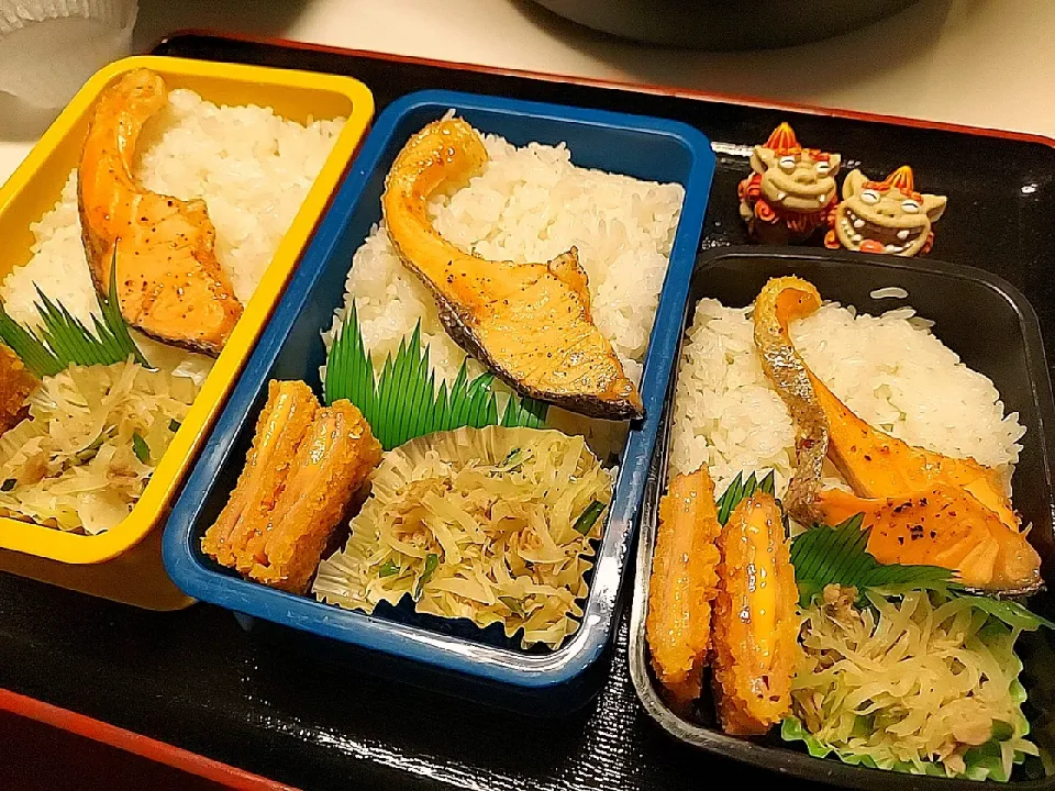 Snapdishの料理写真:夫弁当、息子弁当、娘弁当|みどりさん