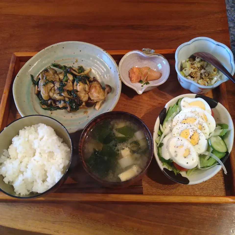 牡蠣と春菊のニンニクバター醤油炒めランチ|Jay20170327さん