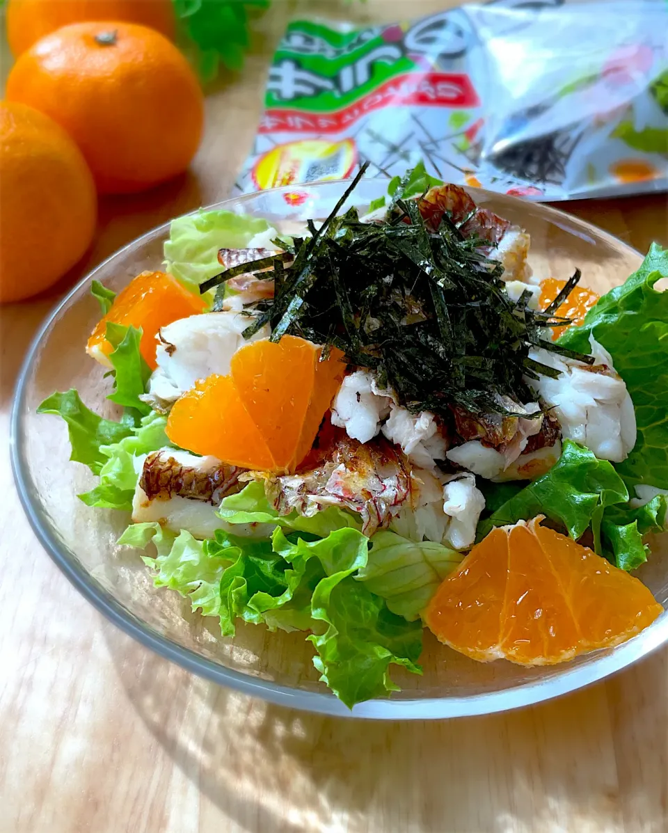 釣り魚🎣鯛の塩焼きサラダ|9421beruさん