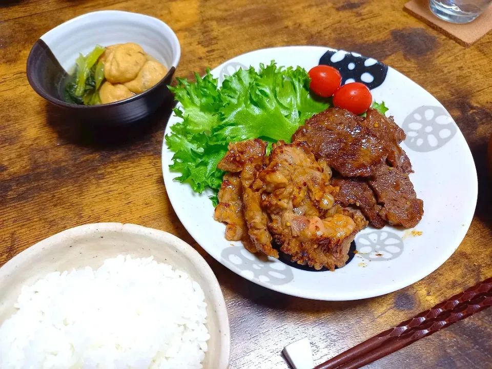 ・焼肉
・がんもと小松菜の煮物|ちりさん