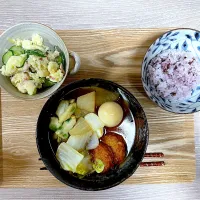 さつま揚げ、大根、卵の煮物、ポテトサラダ|aaaさん