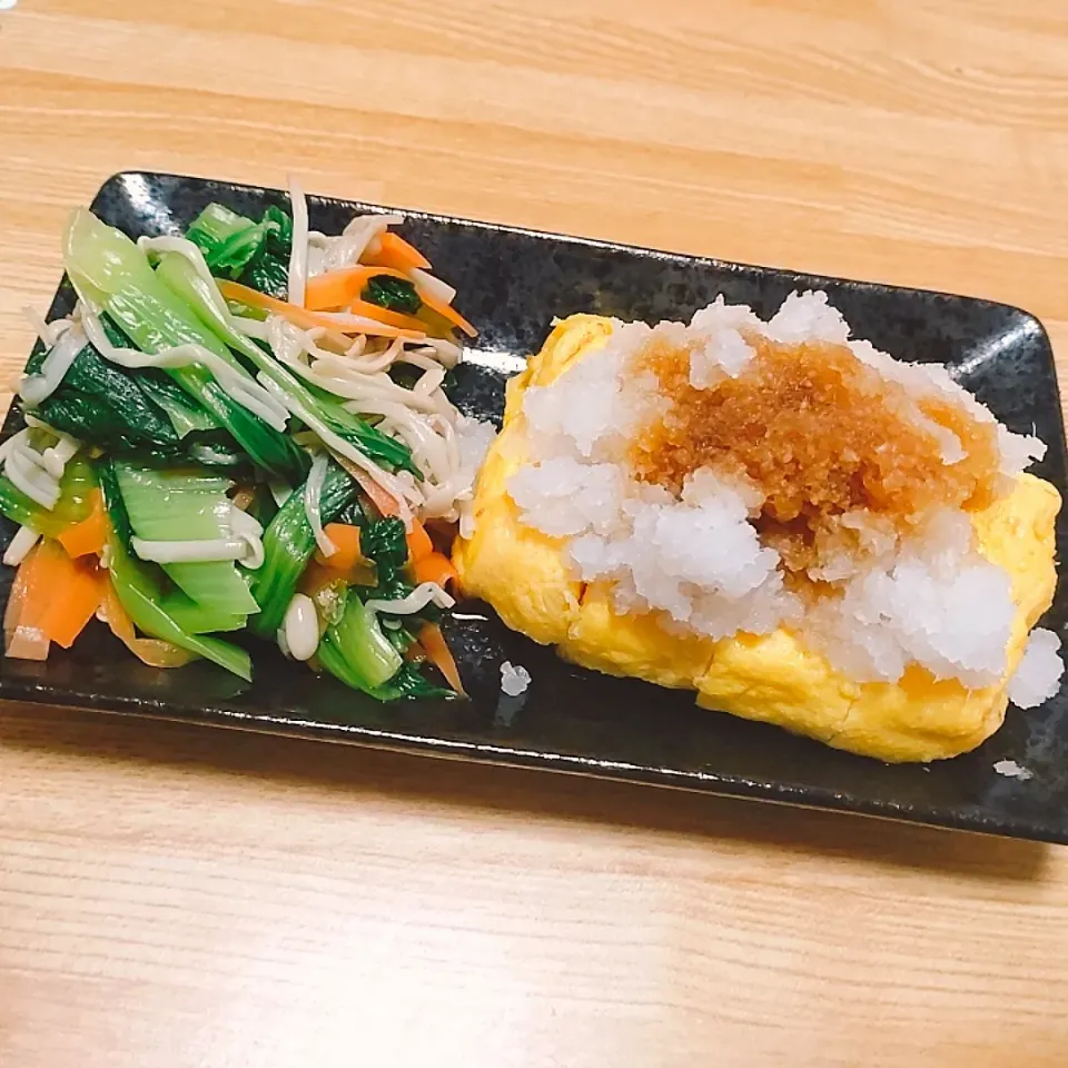 Snapdishの料理写真:卵焼き･チンゲン菜のナムル|かきぴーさん