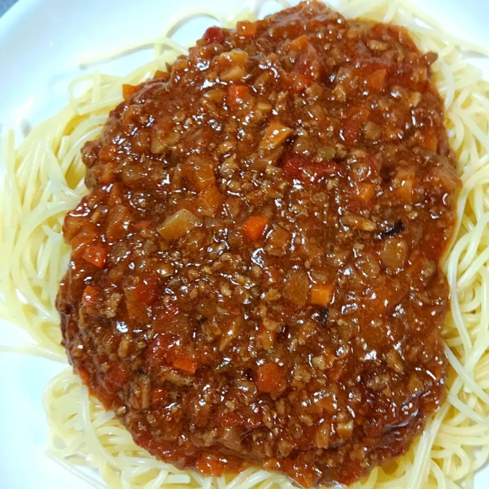 半分大豆ミートのスパゲッティ|あかね空さん