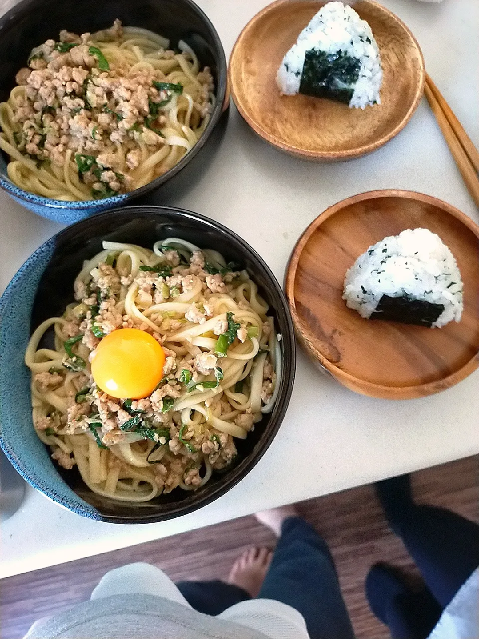 今日のお昼は台湾風まぜうどん
わかめおにぎりミニ|羊さんさん