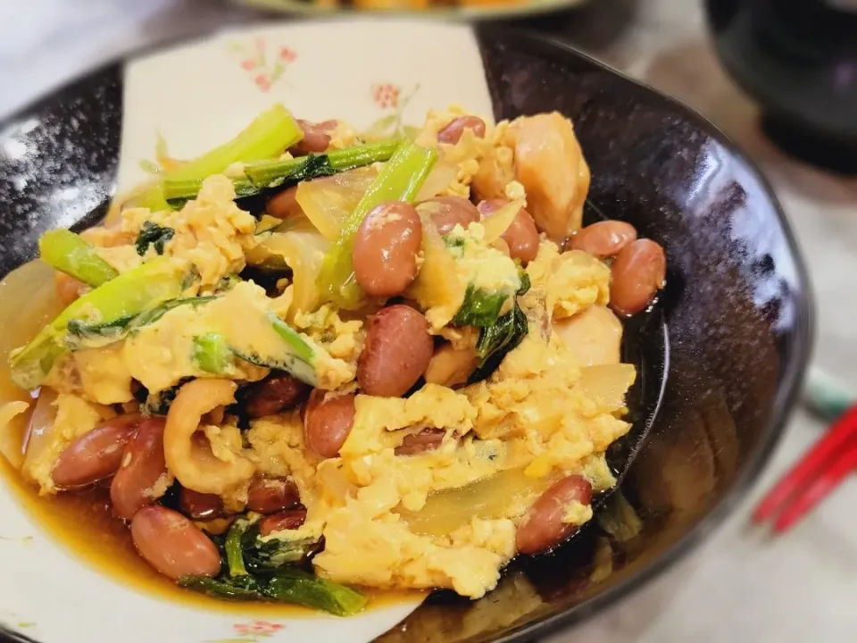 金時豆と鶏肉の卵とじ|モコさん