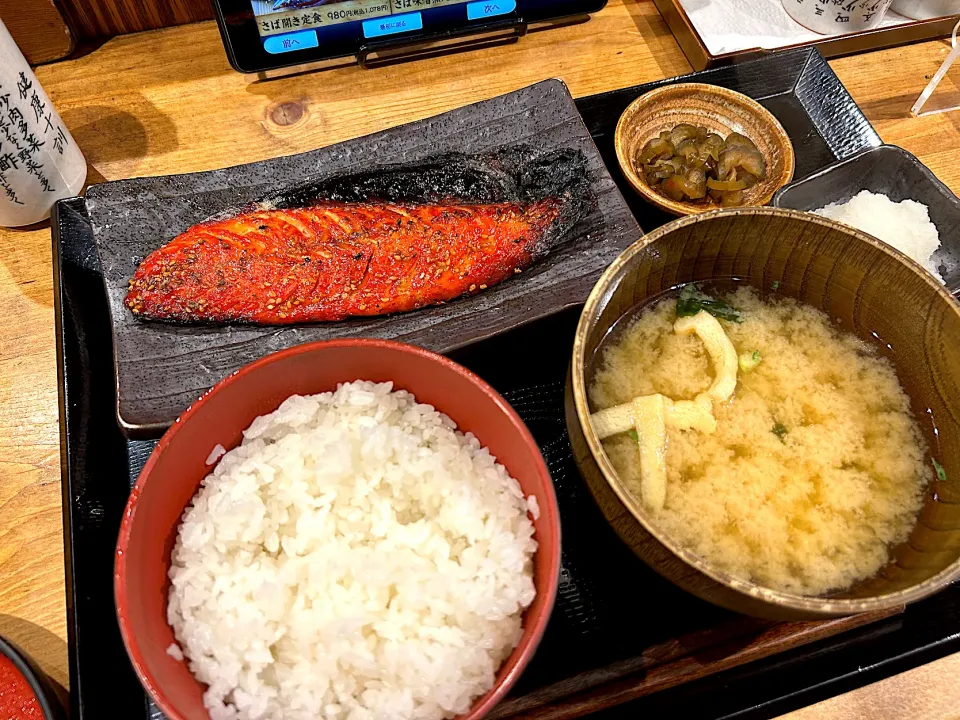 Snapdishの料理写真:さばみりん干し定食|かぬさん