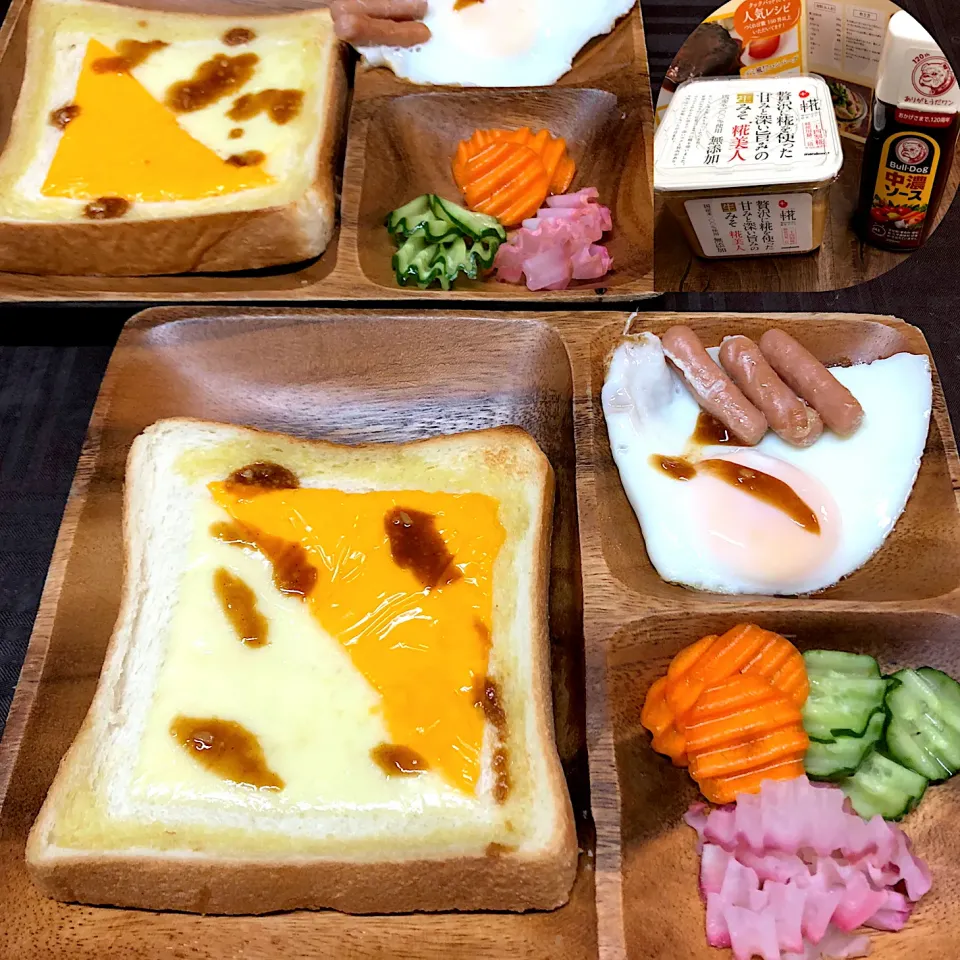 万能ソースモーニングプレート💐チーズトースト🧀目玉焼き🍳|henryさん