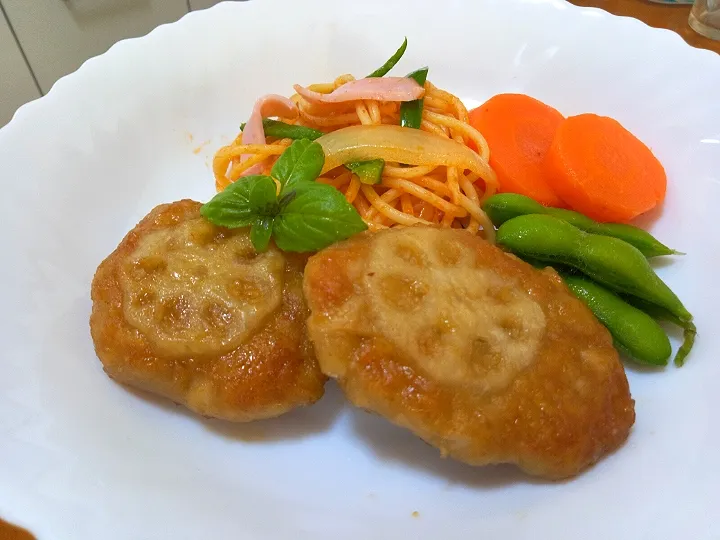 レンコンつくねバーグ！|よもむぎさん