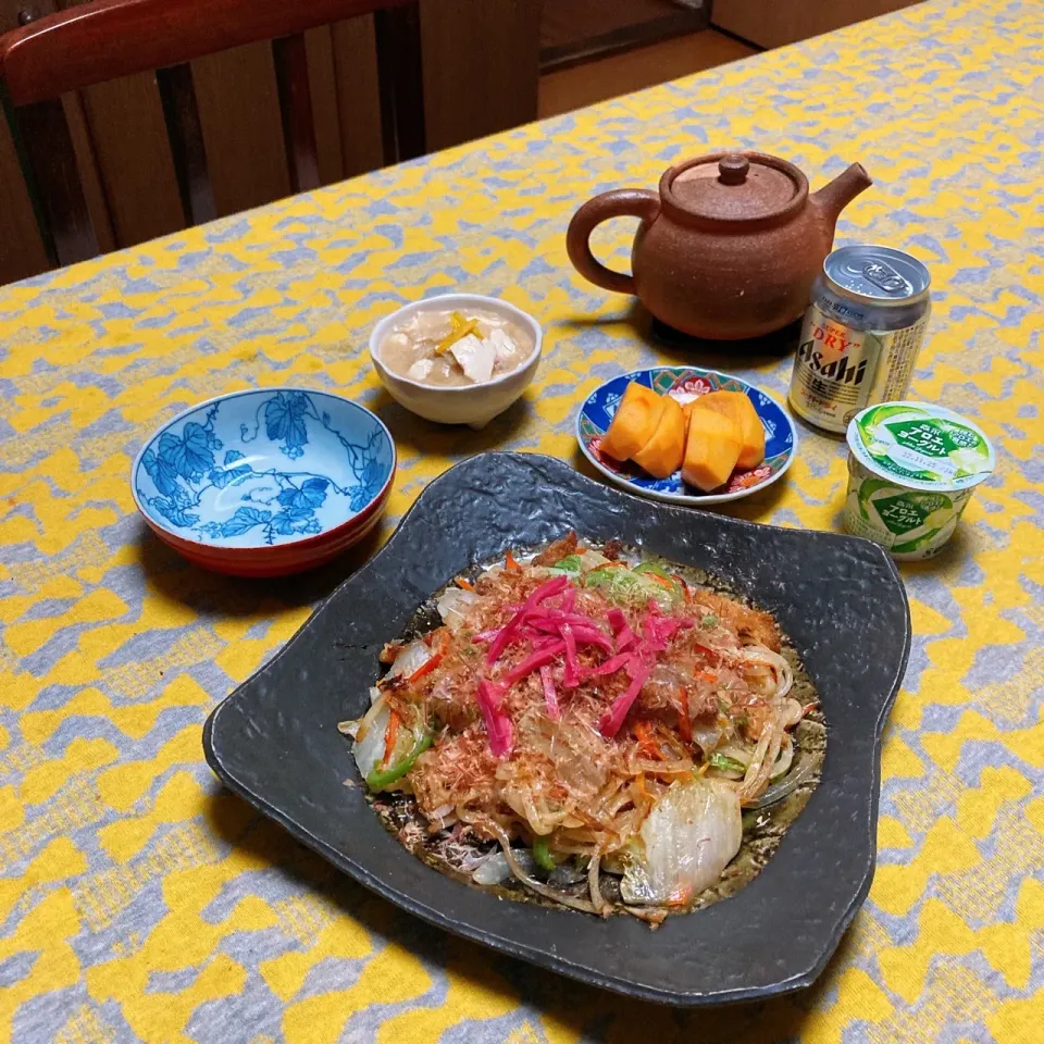 grandmaの晩ごはん☆鯵のフライ入り焼きうどん|kaoriさん