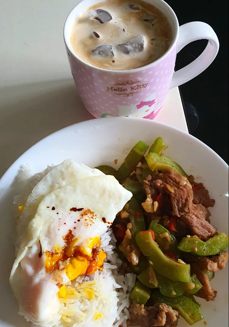 My spicy garlic pork bittergourd rice ~ lunch|🌷lynnlicious🌷さん