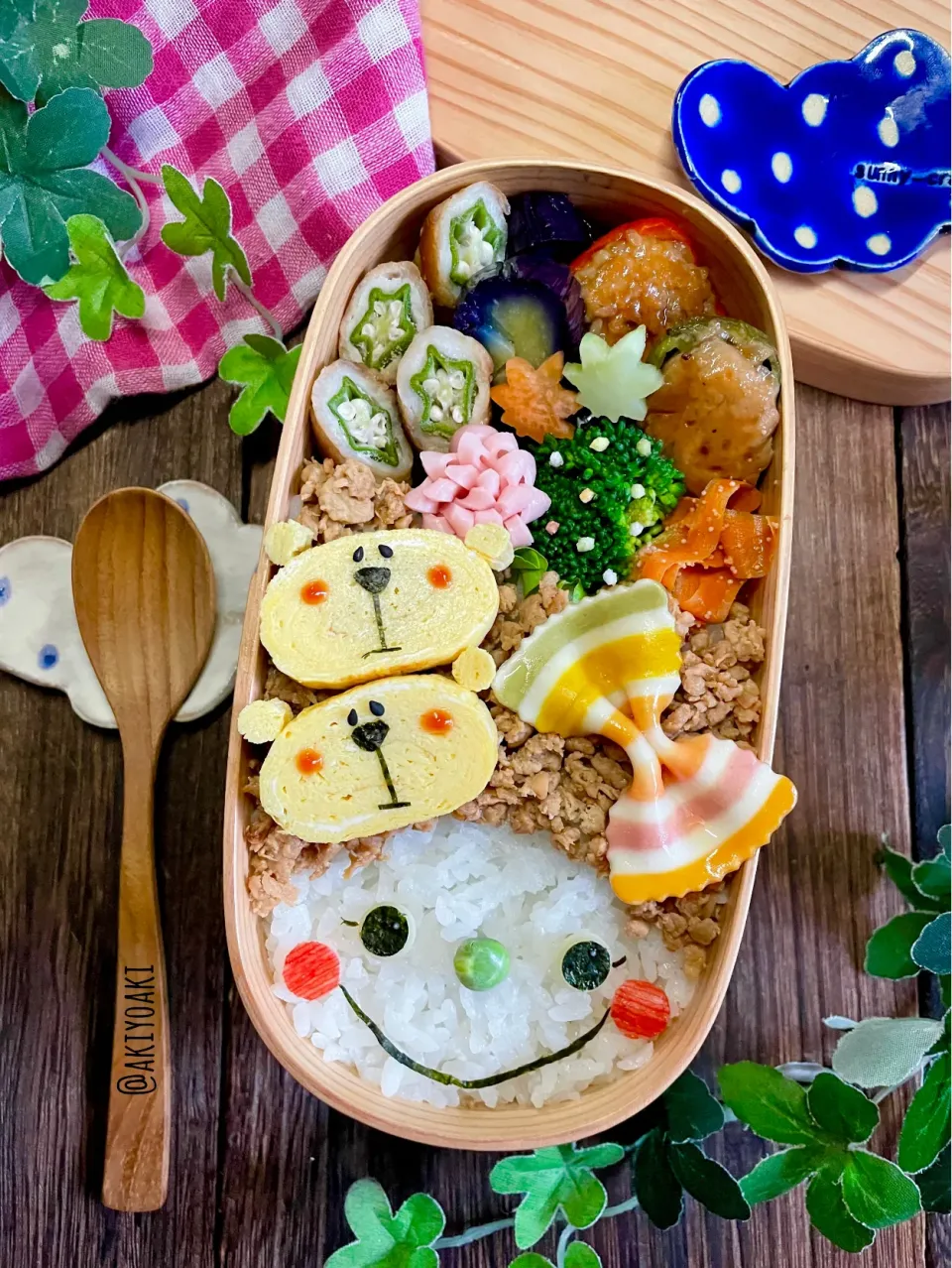 Snapdishの料理写真:リボンアフロガールちゃん弁当|Akiyoෆ¨̮⑅さん