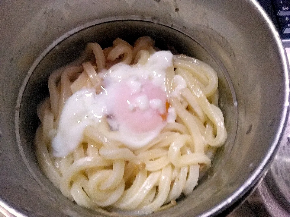 Snapdishの料理写真:明太なめ茸釜玉風うどんバター入り|darkbaronさん