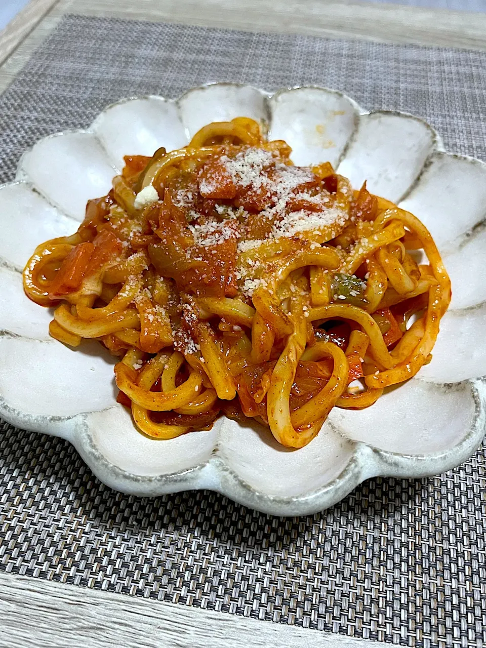 Snapdishの料理写真:今日のお昼ごはん~焼きチーズカレーうどん（トッポギソースアレンジ）~|ゆかｕさん