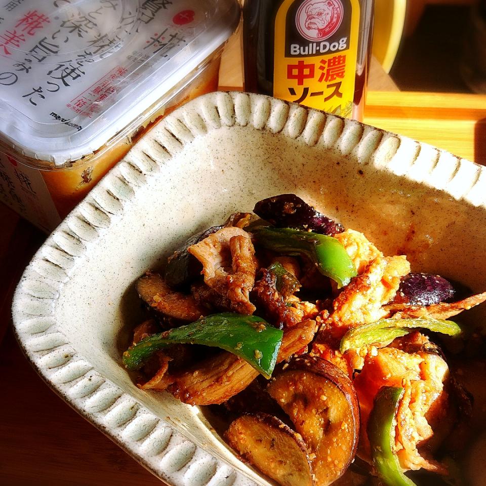 万能味ソースで茄子炒め
