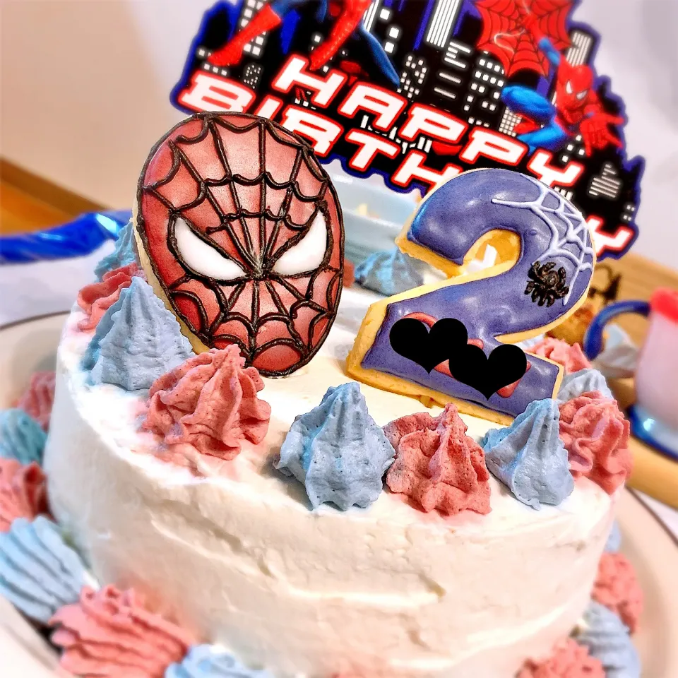 2歳Birthday🎂スパイダーマンケーキ🕷|❤︎YUKARI❤︎さん