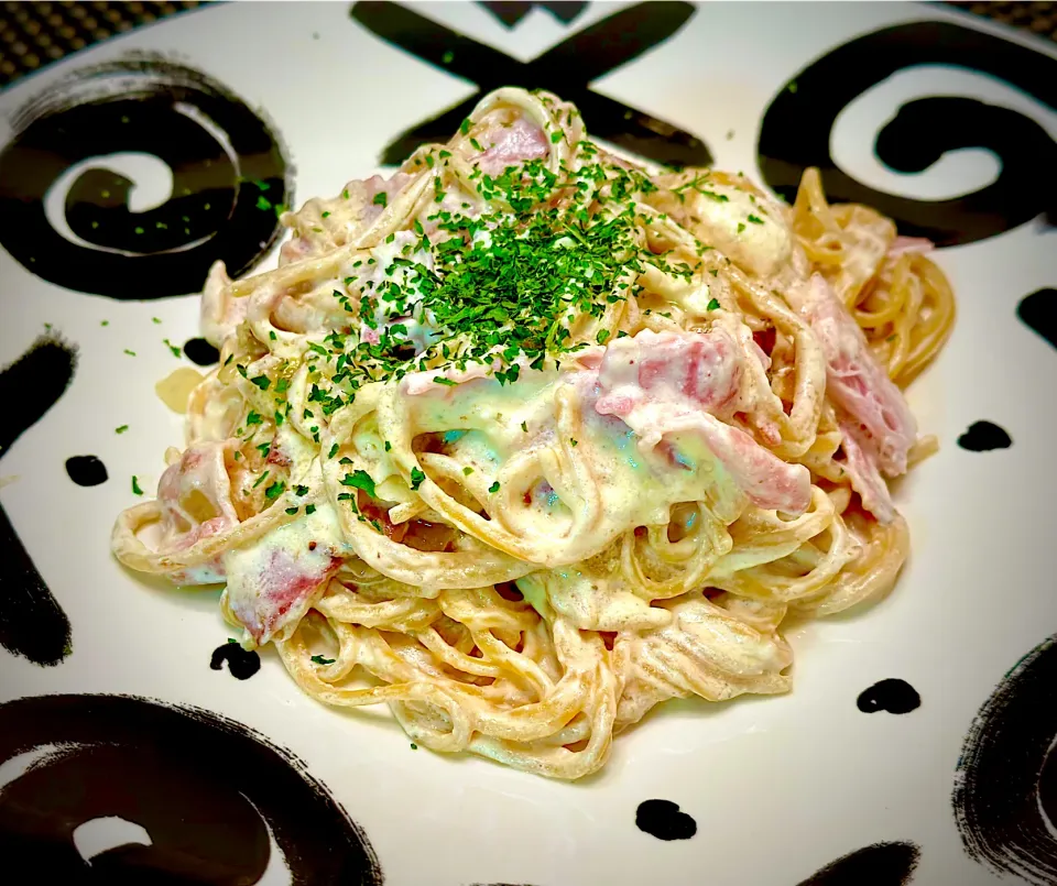 Snapdishの料理写真:ＺＥＮＢでベーコンチーズパスタ風|にゃあ（芸名）さん